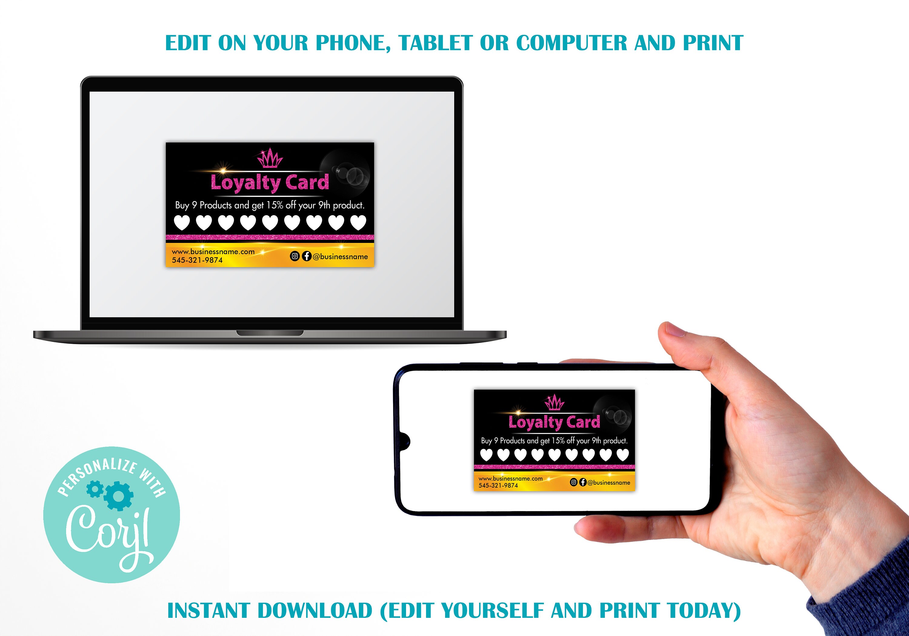 Printable Loyalty Cards Printable Loyalty Cards Template - Etsy