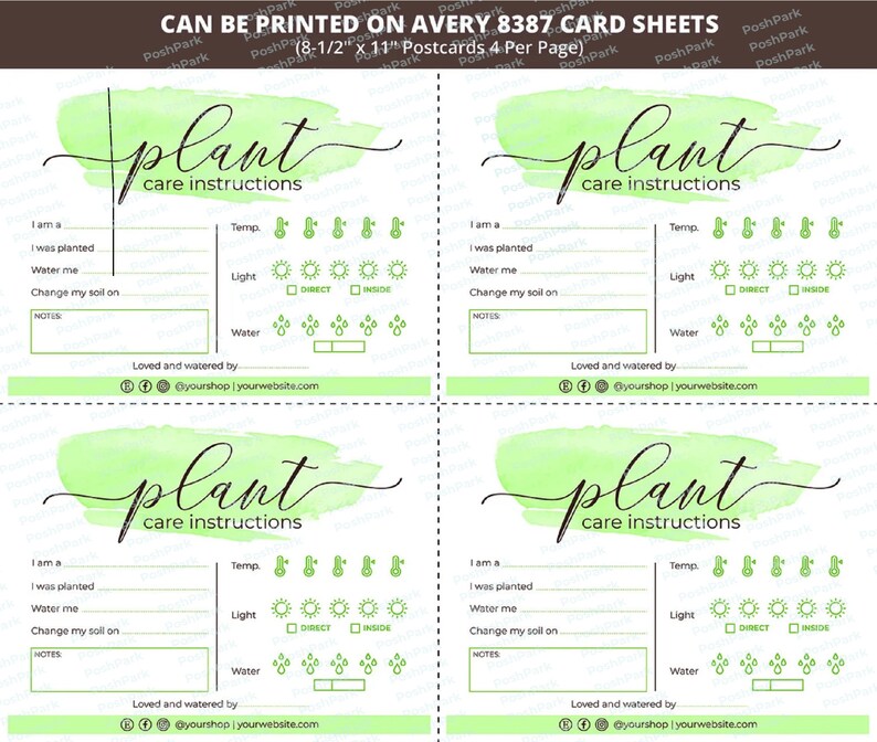 EDITABLE Plant Care Card Printable Plant Care Template Multi Etsy Canada