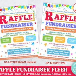 Editable Raffle Fundraiser Flyer, School Pto Pta Church Fundraiser Event Charity Benefit, Charity Ticket Sales, Instant Download
