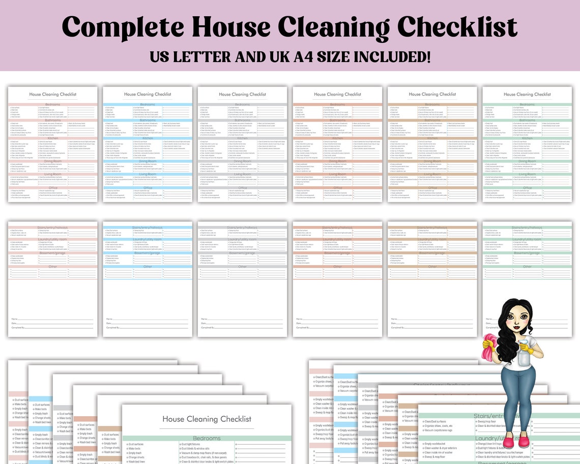 PRINTABLE Room by Room Home Cleaning Checklist Complete - Etsy