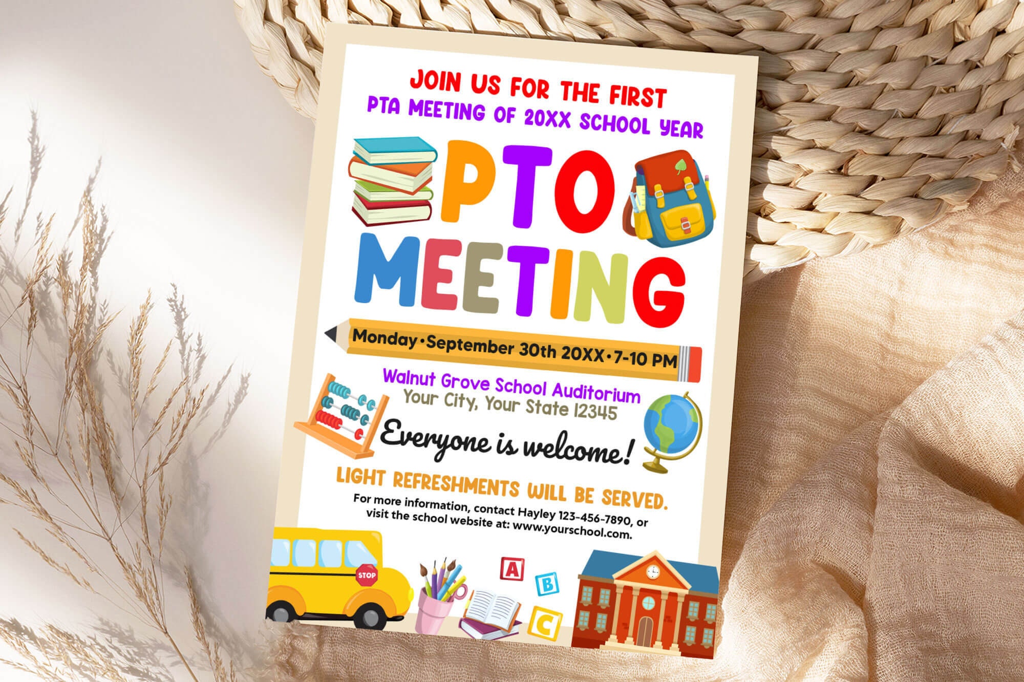 PTO PTA Meeting Template, Back to School Flyer, Editable Coffee Meeting ...