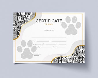 PRINTABLE Blank PDF Puppy Dog Graduation Certificate | Etsy