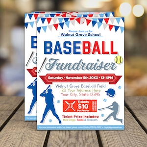 Editable Baseball Fundraiser Flyer, Baseball Fundraiser Invite, Little ...