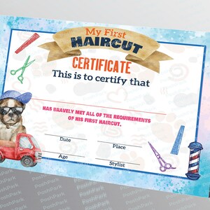PRINTABLE Blank PDF First Haircut Certificate BOYS, Blue Haircut ...