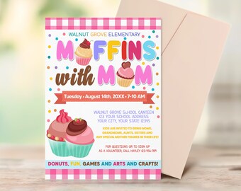 Muffins With Mom Invitation, Breakfast Fundraiser Template, PTO PTA  Fundraiser Flyer, Church School, Mother's Day Invitation