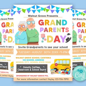 EDITABLE Grandparents Day Invite Template, Family School Printable Invitation, Printable PTA PTO Flyer School Fundraiser Poster