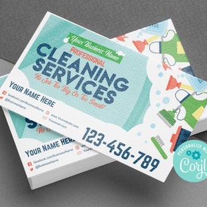 Cleaning Services Business Card Template |Downloadable Cleaning Business Card | DIY Business Card for Cleaning Business Digital