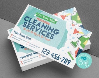 Cleaning Services Business Card Template |Downloadable Cleaning Business Card | DIY Business Card for Cleaning Business Digital