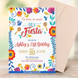 Fiesta Birthday Party Invitation Template, Editable Fiesta Invitation, Mexican Themed Party Invite Template
