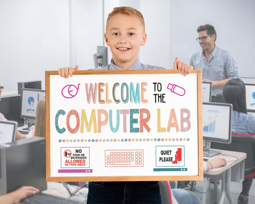 PDF Welcome to the Computer Lab Sign White, Printable School Computer ...