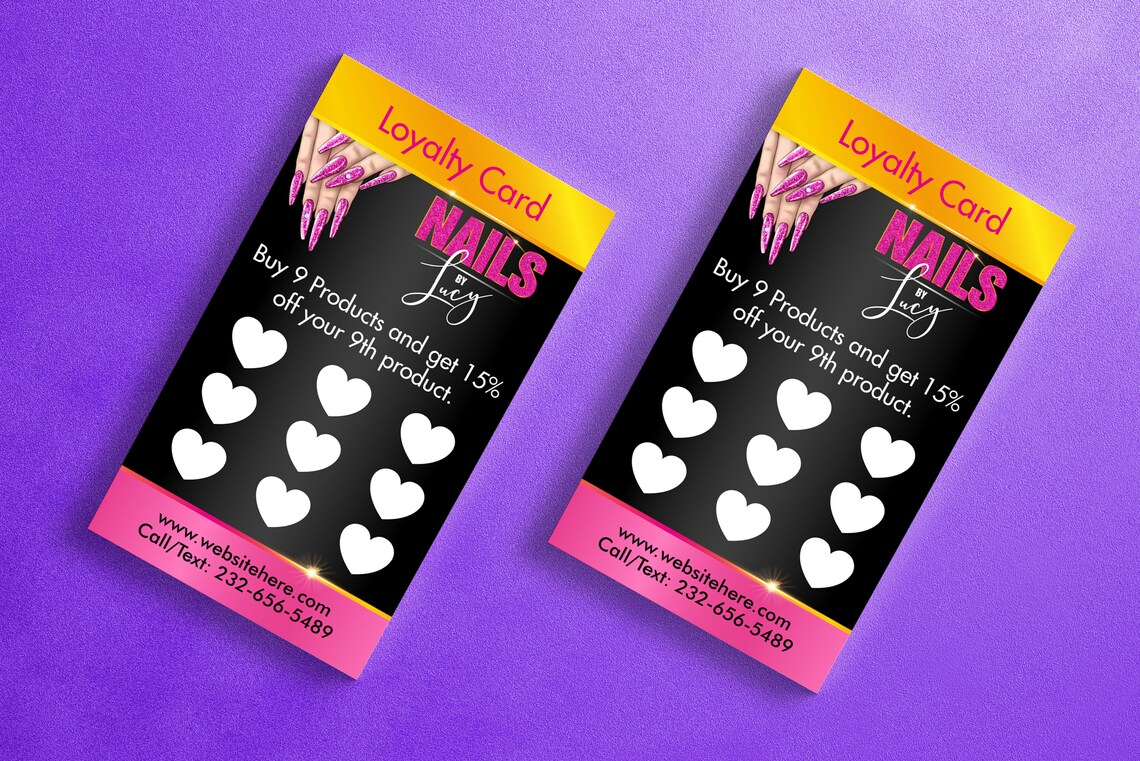 Nail Salon Loyalty Card Template Nail Tech Loyalty Cards Etsy