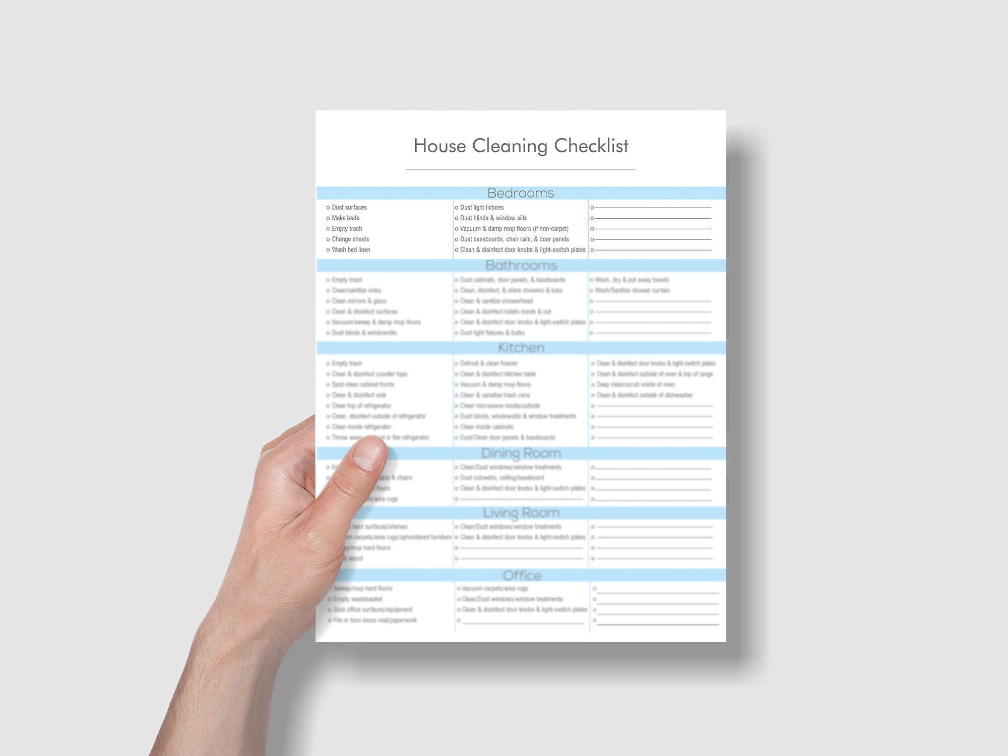 PRINTABLE Room by Room Home Cleaning Checklist, Complete Housekeeping ...
