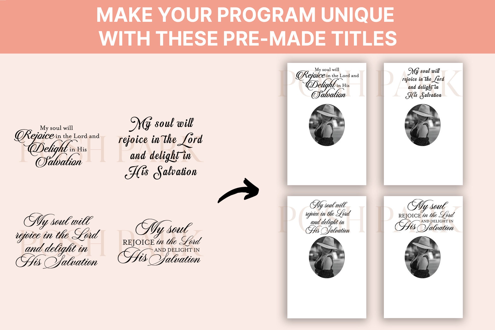 Sets of Funeral Program Word Art Titles, 4 My Soul Will Rejoice in the ...