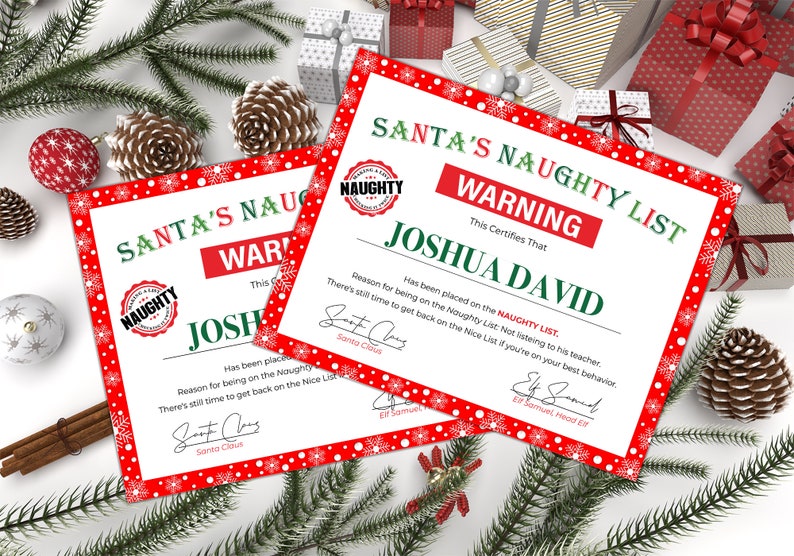 Printable Naughty List Warning Santa Naughty List - Etsy