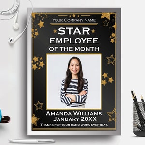 EDITABLE Star Employee of the Month Template | Printable Employees ...