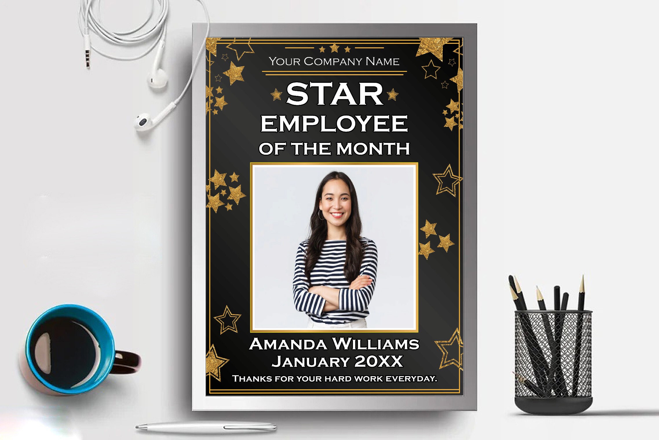 EDITABLE Star Employee of the Month Template | Printable Employees ...