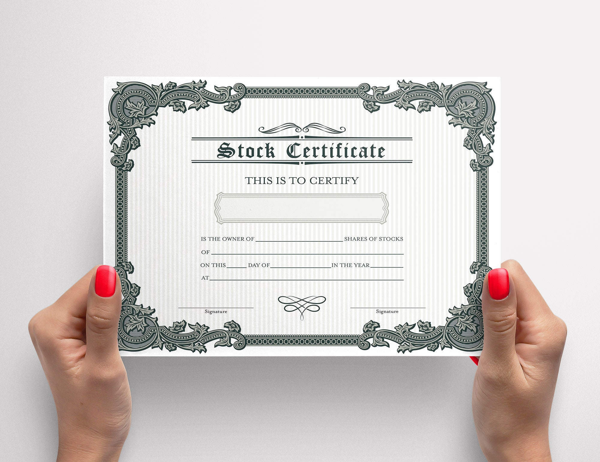 PRINTABLE Blank Stock Certificate Template, DIY Certificate of Stock Downloadable PDF - Etsy printable-blank-stock-certificate-template-diy-certificate-of-stock-downloadable-pdf-etsy