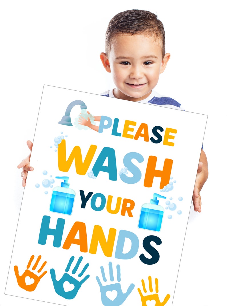 Printable Wash Your Hands Sign PDF Bathroom Rules Sign Etsy