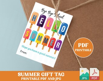 PDF Summer Teacher Gift Tag, Summer Gift Tags for Student, End of School Gift Tag