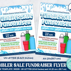 Editable Tumbler Sale Fundraiser Flyer Template, Coffee Cup To Go Mug Sales Invitation, PTA PTO School Church Fundraiser Flyer