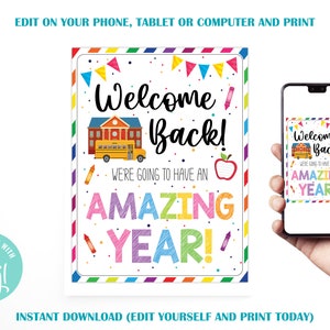 EDITABLE Back to School Welcome Sign Template, Welcome Back to School Bulletin Board, We're Going to Have an Amazing Year image 9