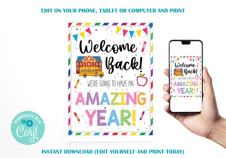 EDITABLE Back to School Welcome Sign Template, Welcome Back to School Bulletin Board, We're Going to Have an Amazing Year image 9