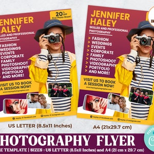 Photography Flyer Template, Editable Photographer Flyer, Photography Brochure, Photography Pamphlet, Marketing Template for Photographer
