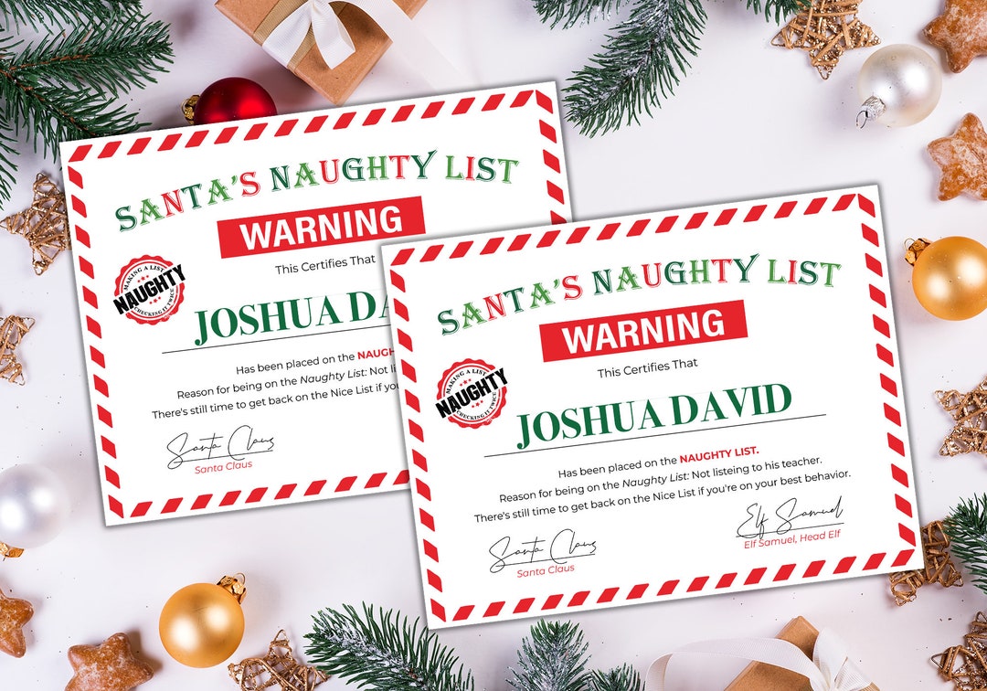 Template Editable Santa Warning Letter