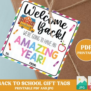 Printable Welcome Back to School Gift Tags, Back to School Tags for Students, We&#39;re Going to Have an Amazing Year, DOWNLOADABLE PDF
