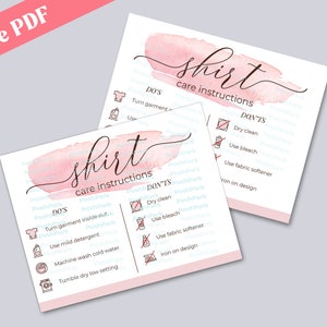 Printable PDF Shirt Care Instructions , Care Instructions for Shirts ...