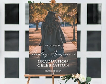 Elegant Graduation Welcome Sign With Photo, Grad Welcome Party Poster, Instant Download