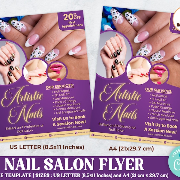 Nail Flyer Template, Editable Nail Salon Flyer, Nail Tech Appointment Flyer, Book Now Flyer, Nail Business Flyer, Digital Flyer