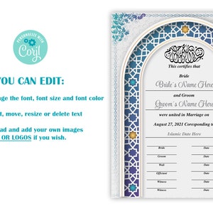 Nikah Template, Nikah Certificate, Islamic Marriage Certificate bild 8