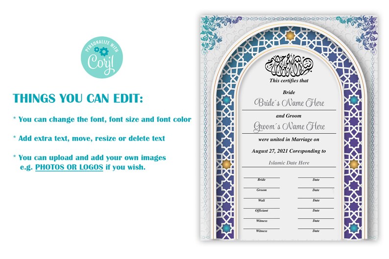 Nikah Template, Nikah Certificate, Islamic Marriage Certificate bild 8