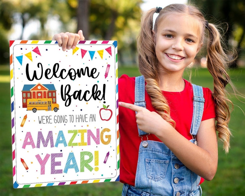 EDITABLE Back to School Welcome Sign Template, Welcome Back to School Bulletin Board, We're Going to Have an Amazing Year image 2