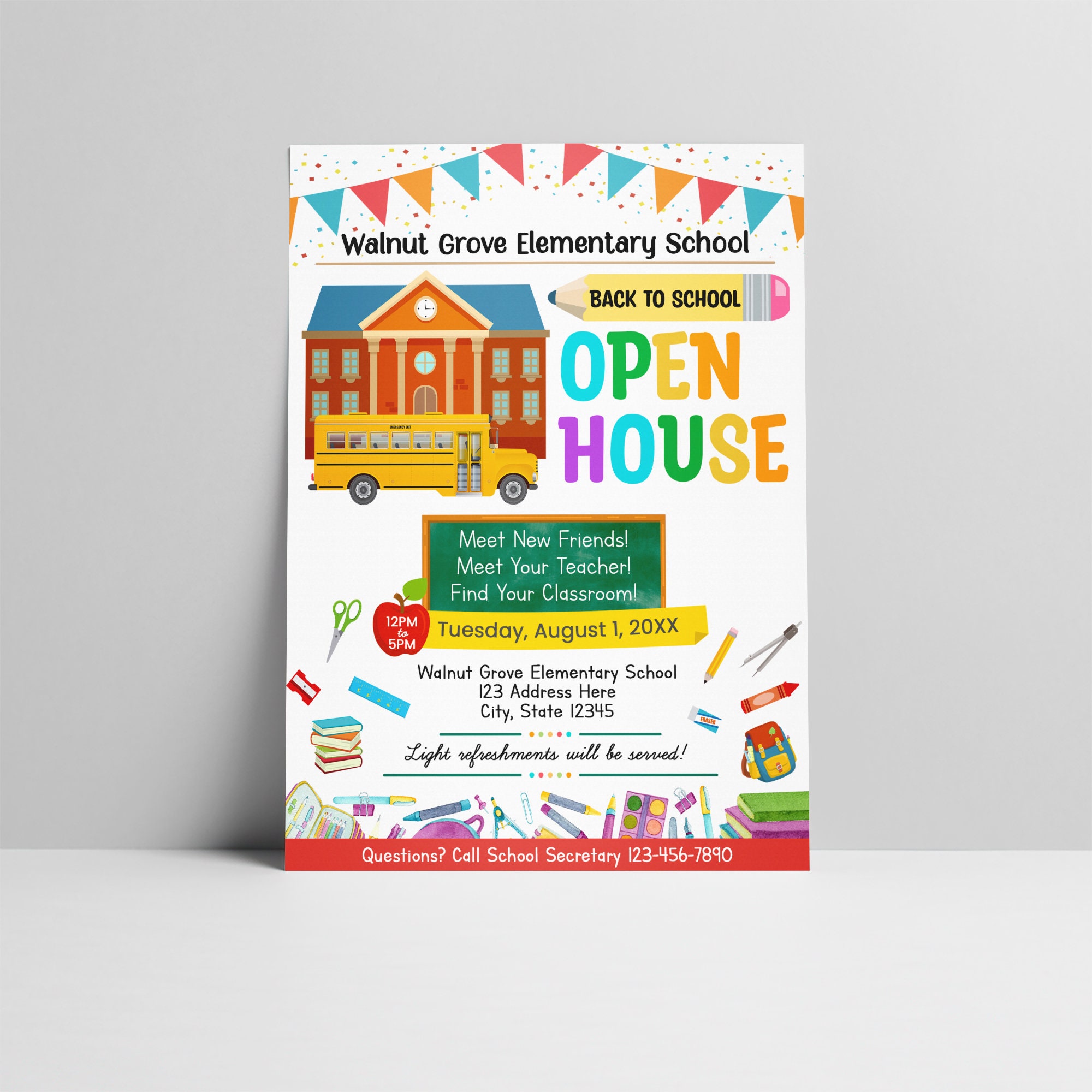 EDITABLE School Open House Flyer Template, Printable Back to School ...