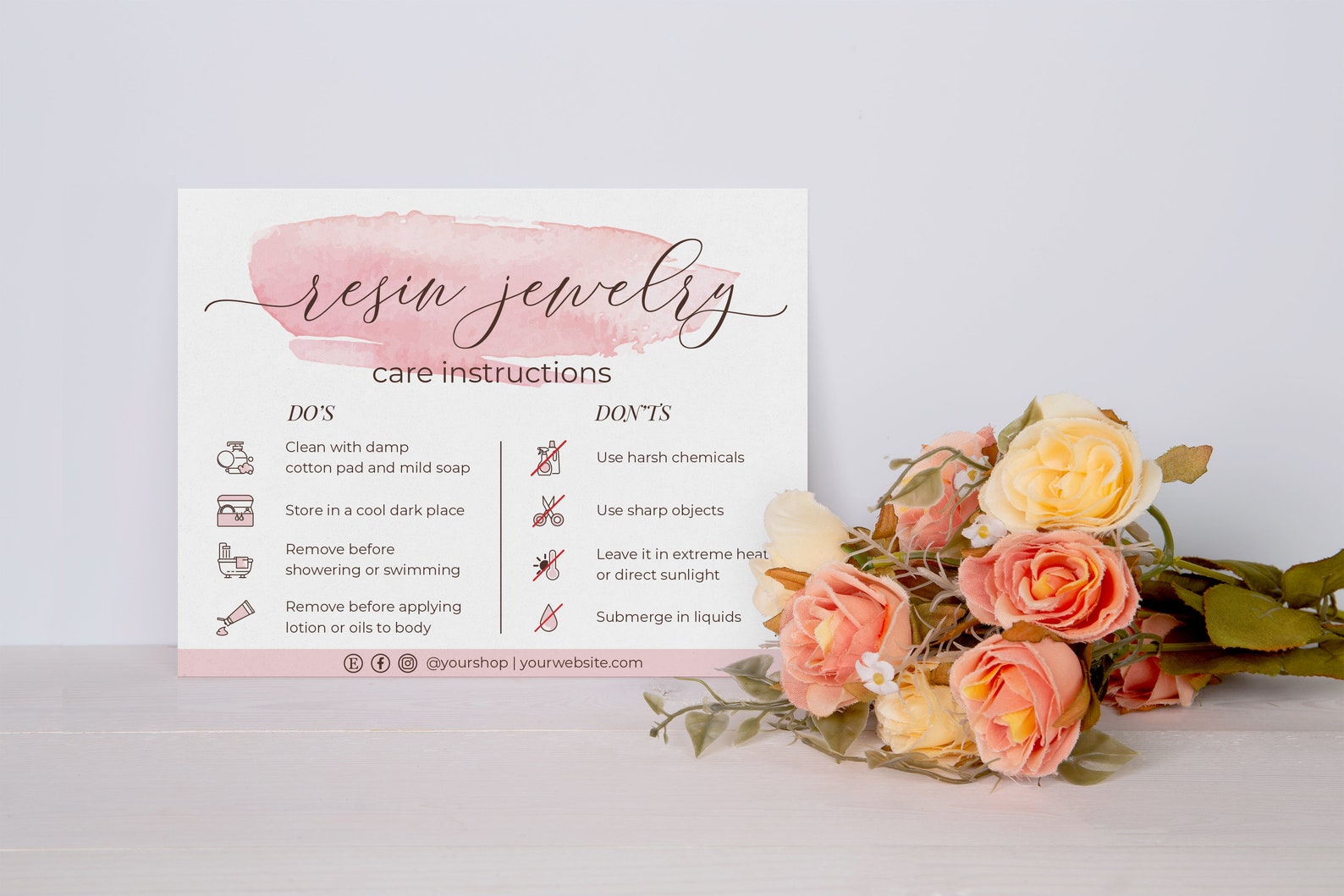 Resin Jewelry Care Card Resin Jewelry Care Instructions Etsy