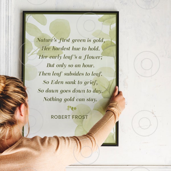 Robert Frost Poem in Picture Frame Nothing  Gold Can Stay | Robert Frost Poem | Wall Art  |Robert Frost Art |Wall Art Printable |Poem Poster