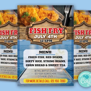 Editable Fish Fry Invitation, Downloadable Printable Fish Fry Fundraiser Template