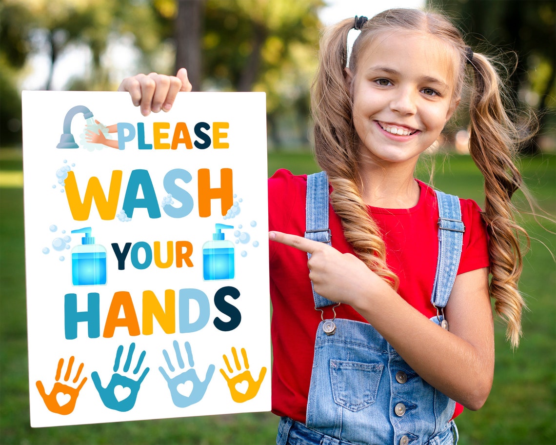 Printable Wash Your Hands Sign PDF Bathroom Rules Sign - Etsy