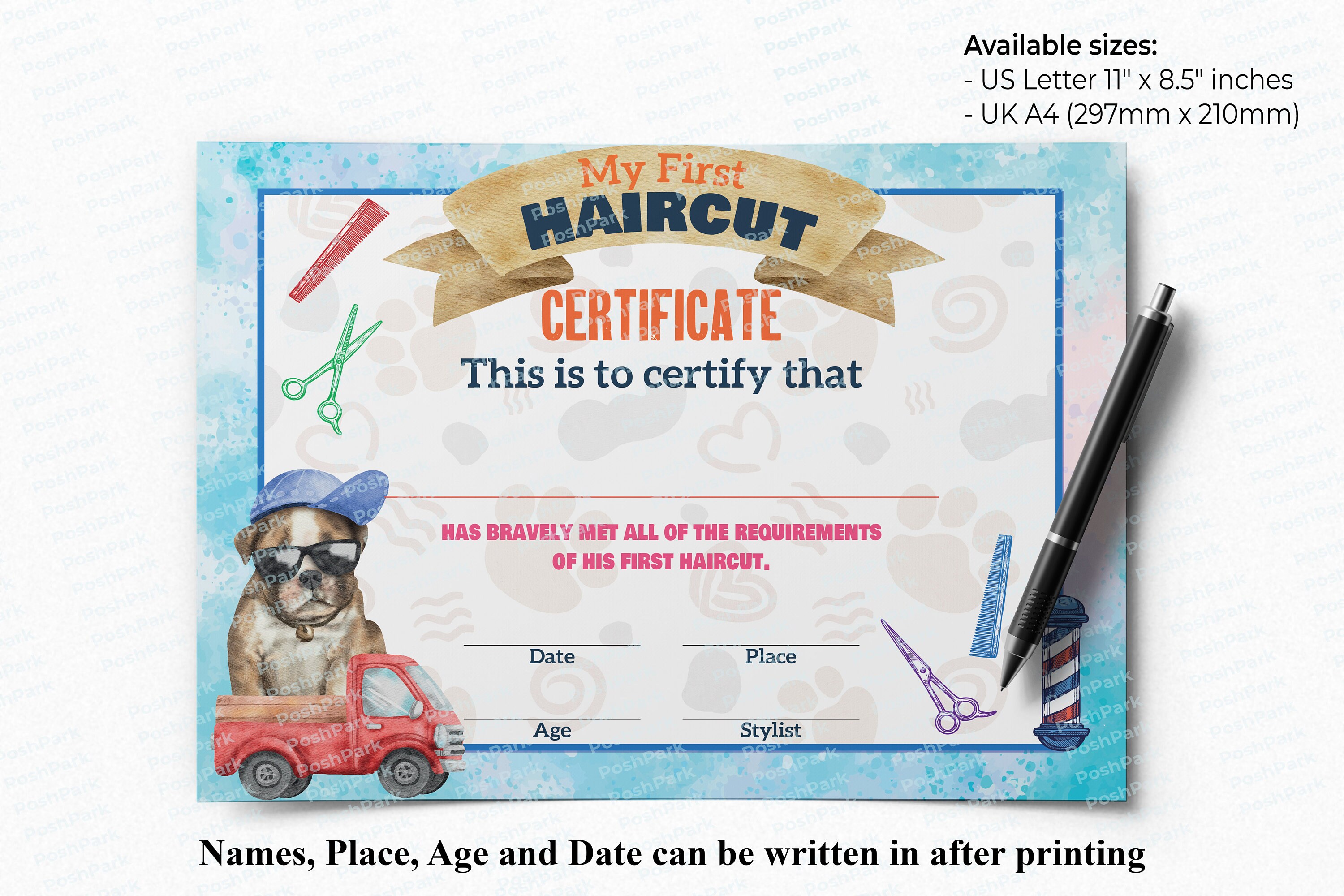 PRINTABLE Blank PDF First Haircut Certificate Boys and Girls | Etsy