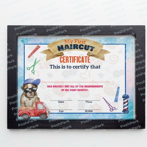 PRINTABLE Blank PDF First Haircut Certificate BOYS, Blue Haircut ...