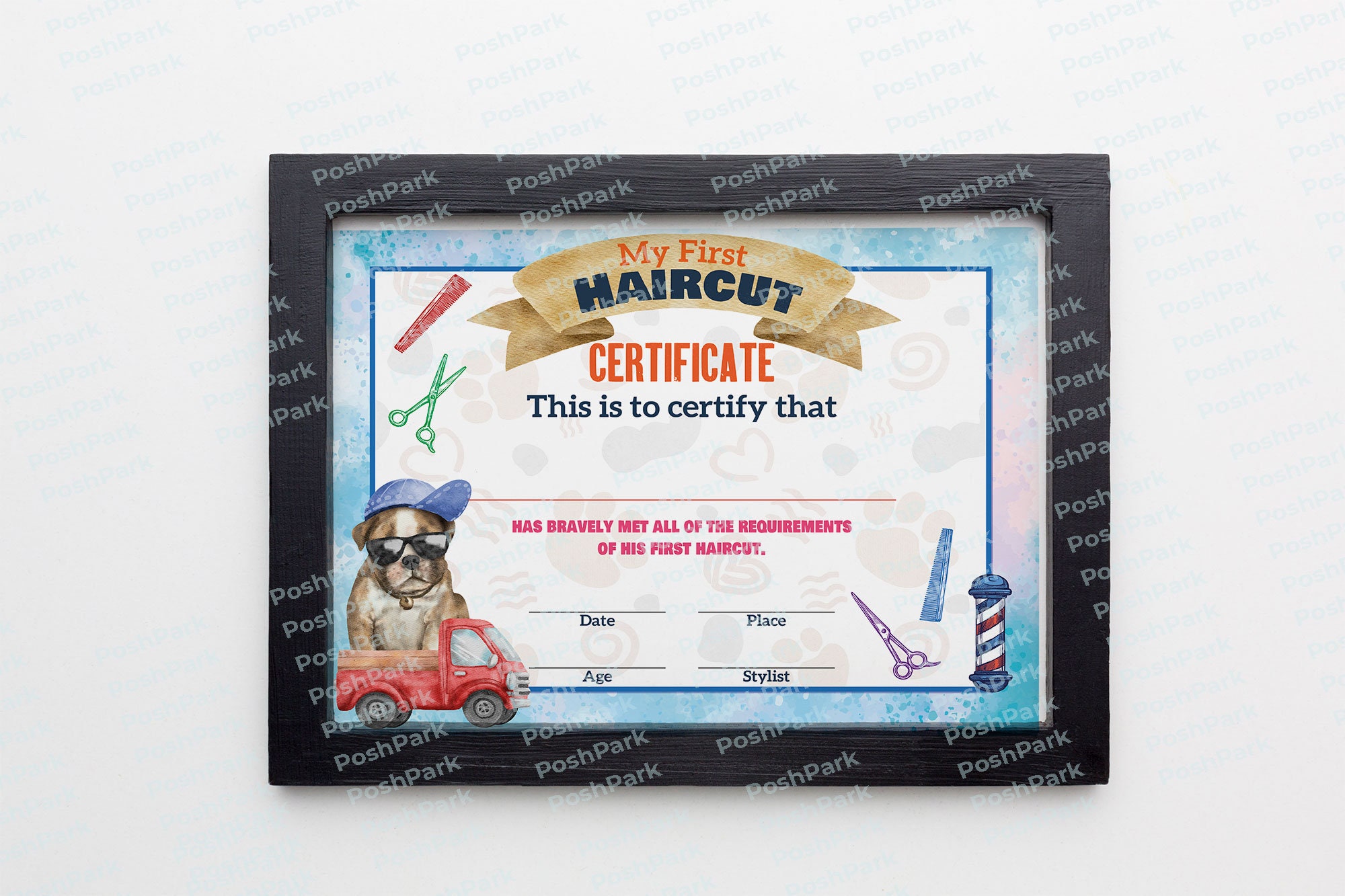 PRINTABLE Blank PDF First Haircut Certificate BOYS Blue - Etsy