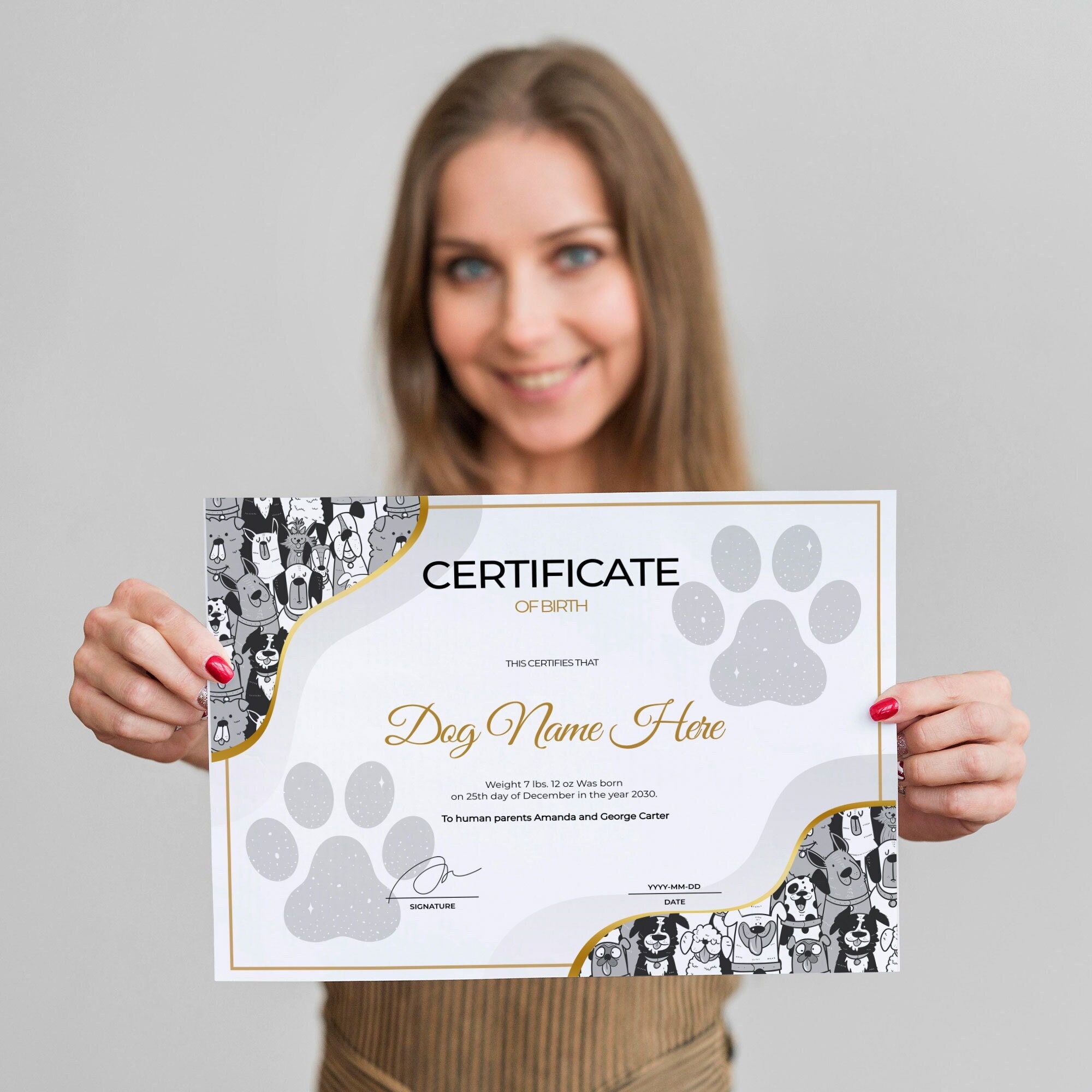EDITABLE Dog Birth Certificate Printable Puppy Birth - Etsy Israel