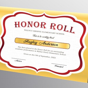 Editable Honor Roll Award Certificate Beige Red School Certificate Editable Honor Roll Award Certificate Beige Red School Certificate