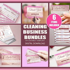 Cleaning Service BUNDLE, Cleaning  Business Startup, Cleaning Flyer, Cleaning Thank You Card, Cleaning Loyalty Card, Cleaning Business Card