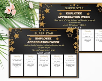 EDITABLE Staff Appreciation Week Template, Employee Appreciation Week Schedule Flyer Poster