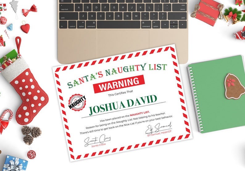 Editable Santa Warning Letter Printable Santa Naughty List Etsy