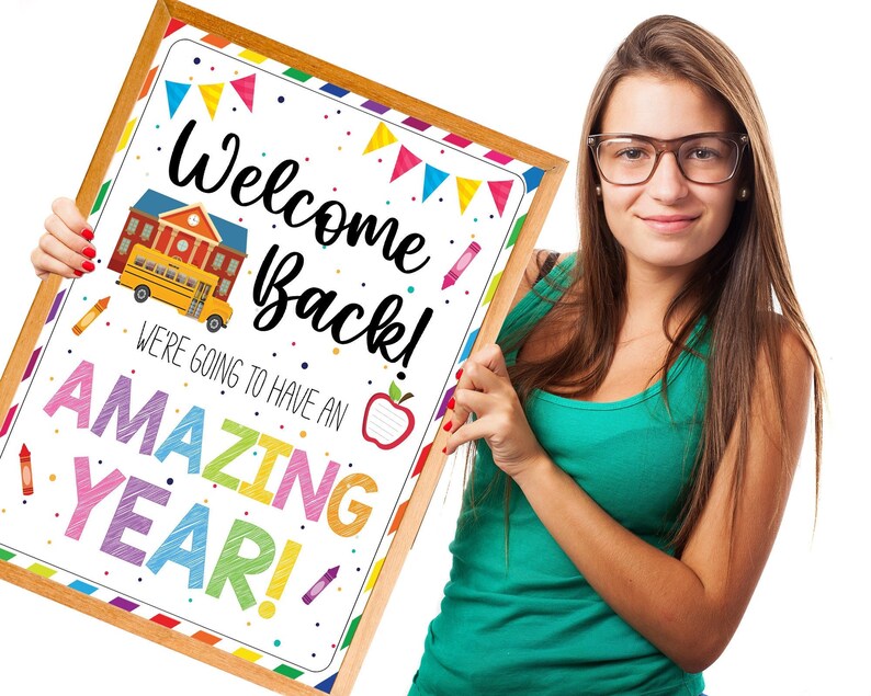 EDITABLE Back to School Welcome Sign Template, Welcome Back to School Bulletin Board, We're Going to Have an Amazing Year image 1