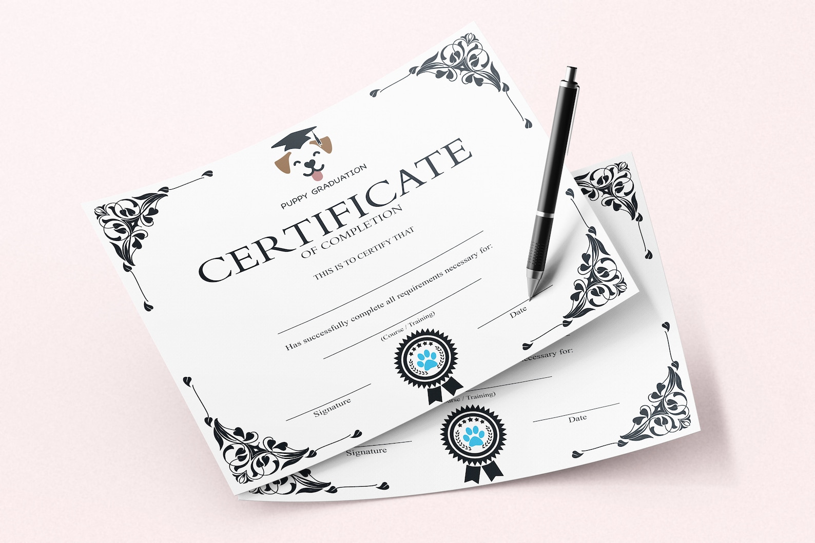 PRINTABLE Blank PDF Puppy Dog Graduation Certificate | Etsy